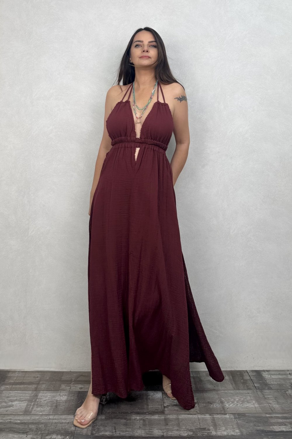 Blanca Lilith Elbise - Ruby Wine Bordo