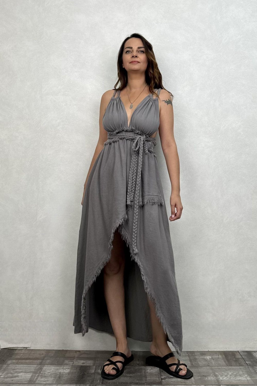 Blanca Lykia Elbise - Dark Grey Antrasit