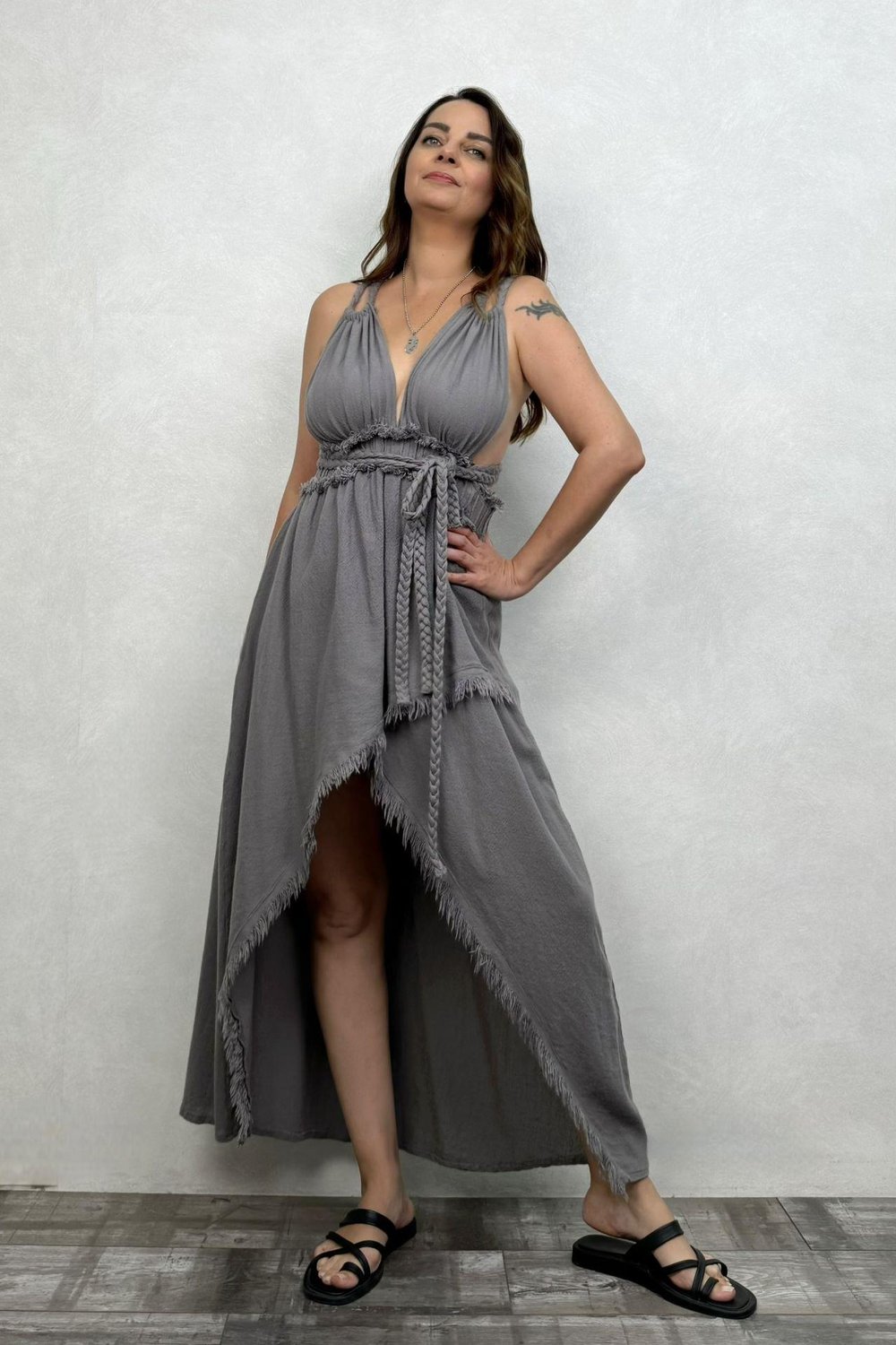 Blanca Lykia Elbise - Dark Grey Antrasit