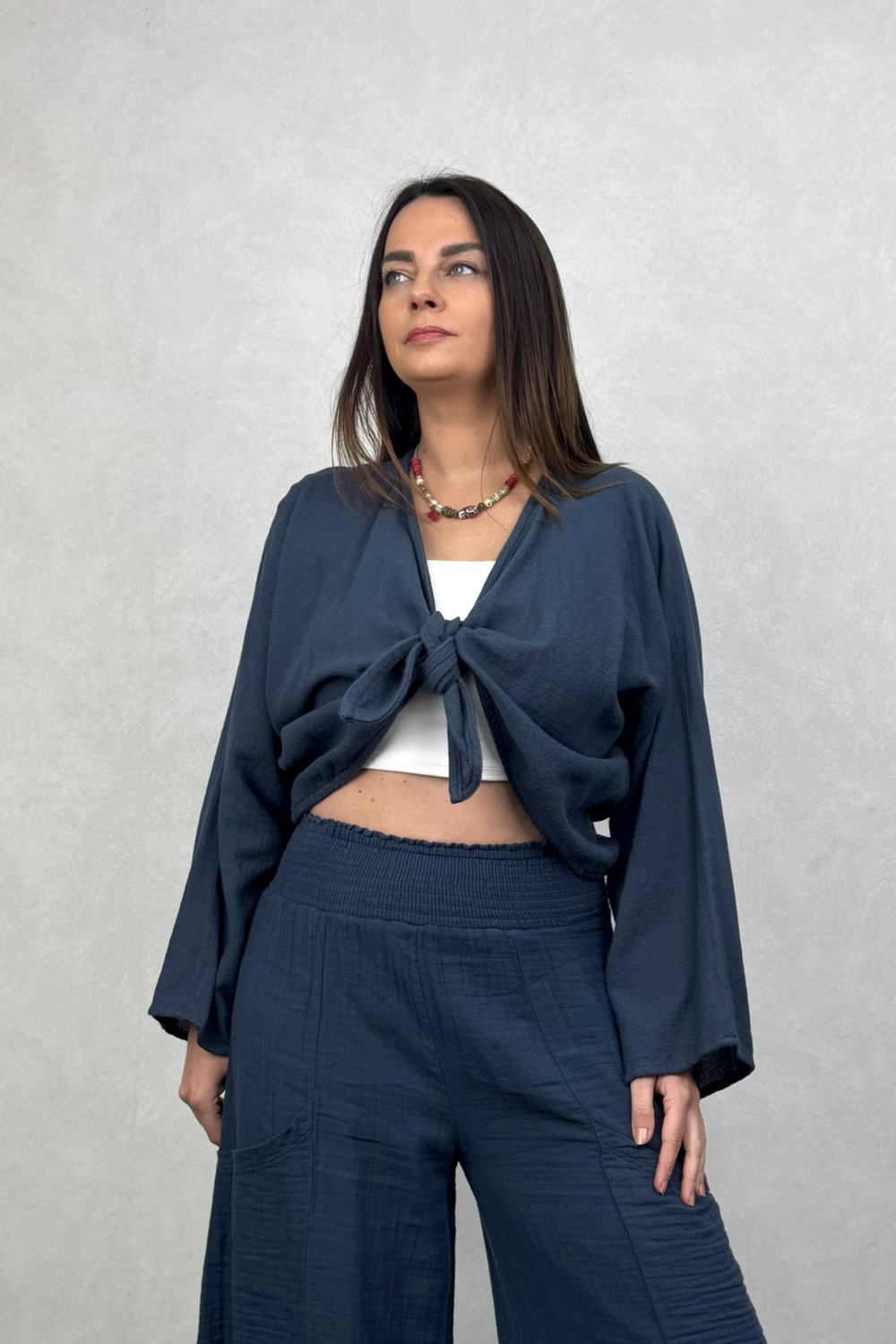 Lyra Nature Bağlamalı Bluz Midnight Navy - Petrol