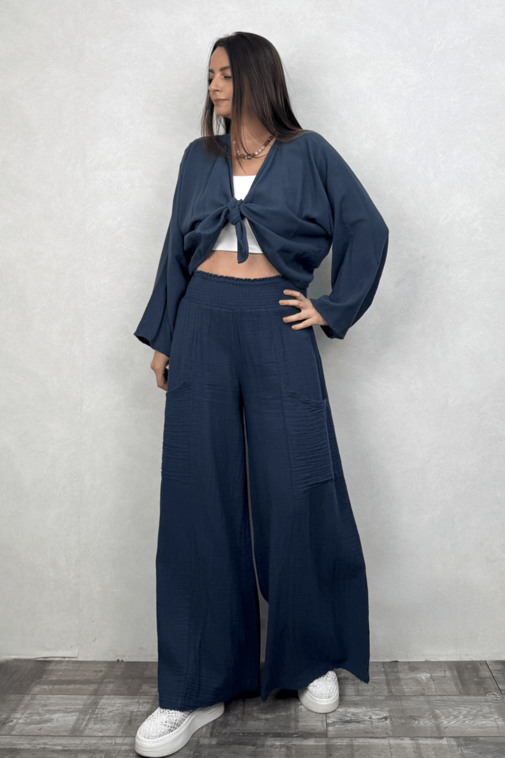 Lyra Nature Bağlamalı Bluz Midnight Navy - Petrol