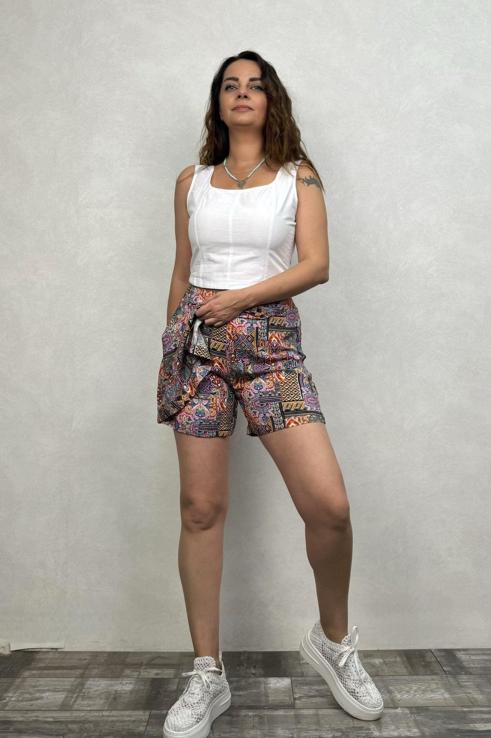 Mayra Mini Şortlu Etek - Pudra