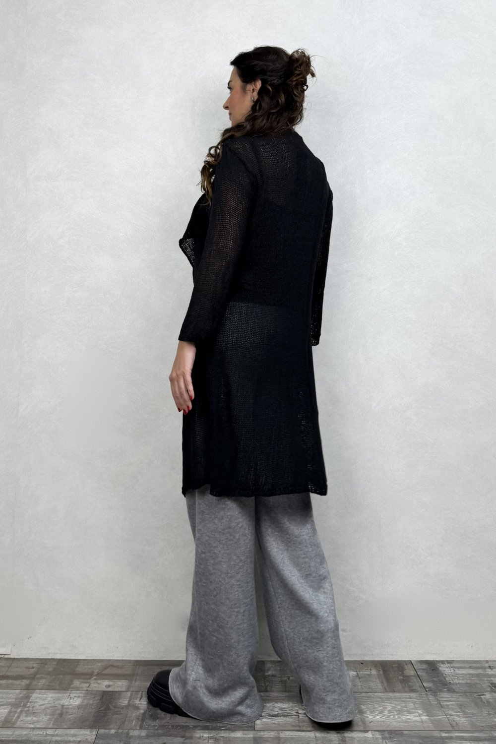 Merserize Basic Maxi Hırka -Siyah