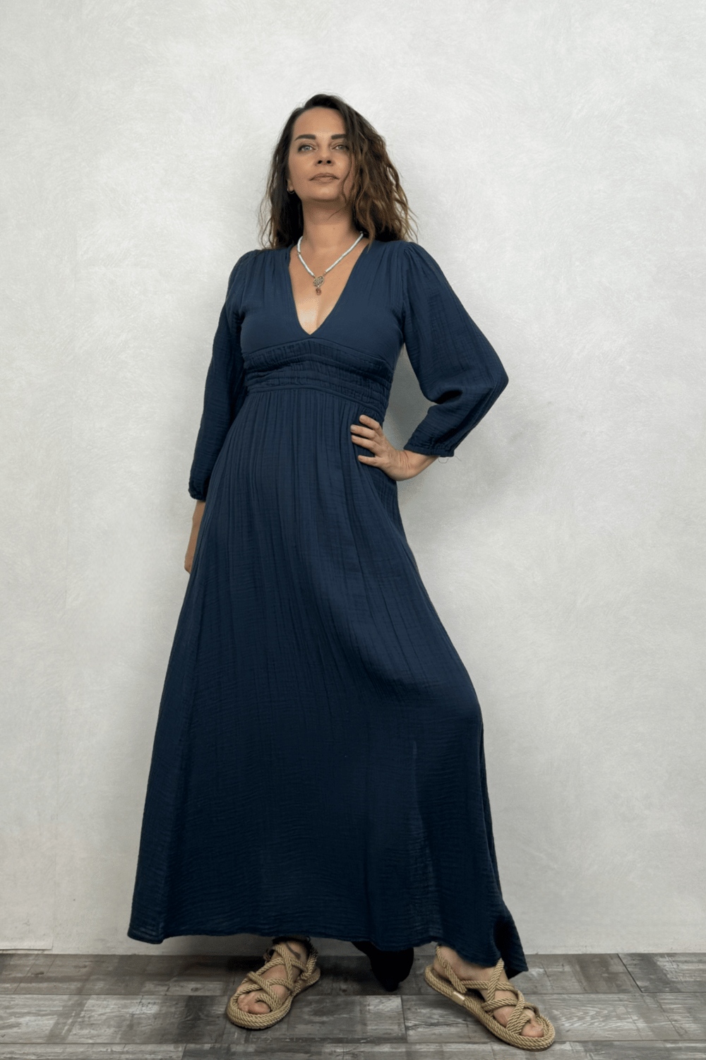 Metis Müslin Elbise Midnight Navy - Petrol