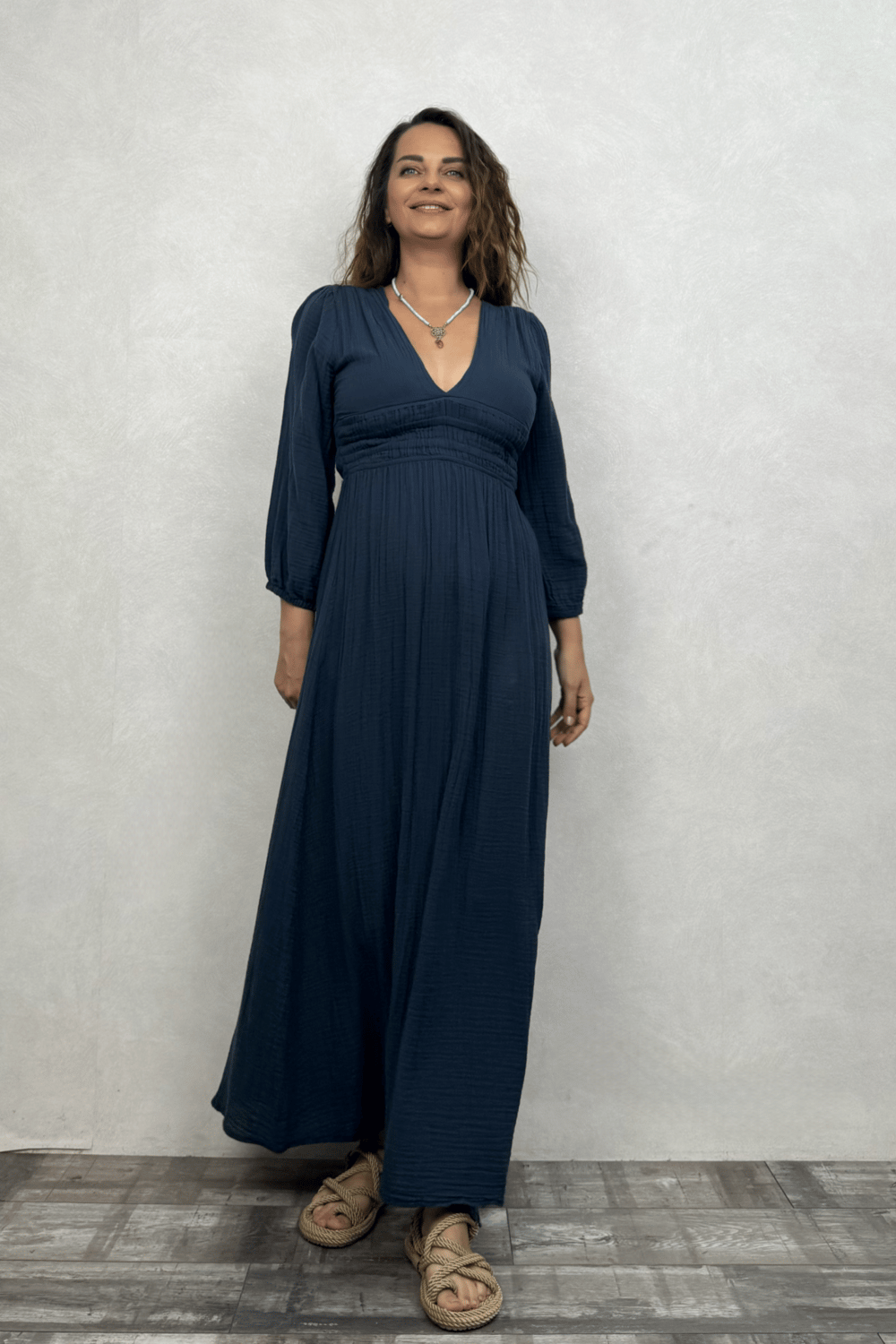 Metis Müslin Elbise Midnight Navy - Petrol