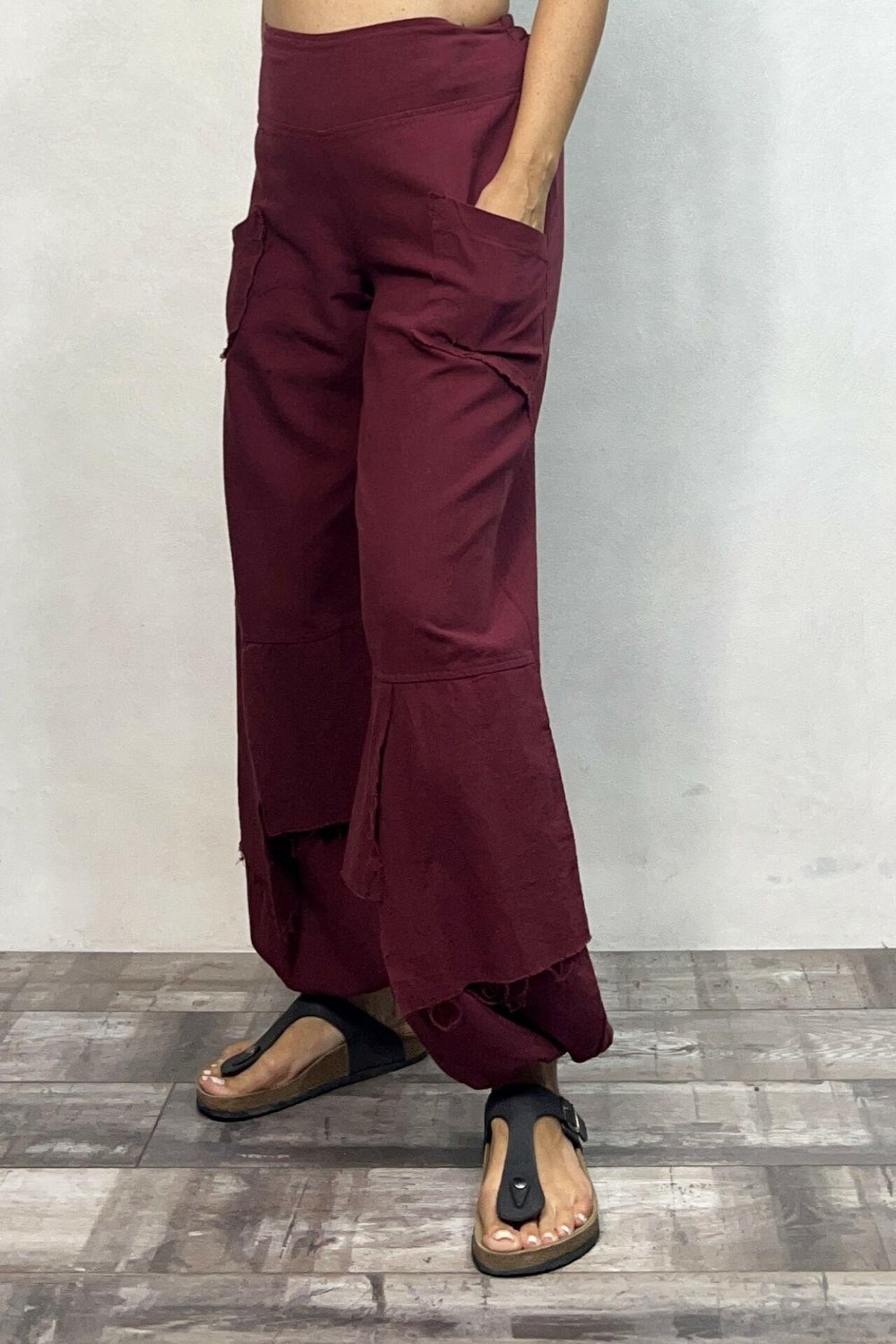 Mia Parçalı Pantolon - Bordo