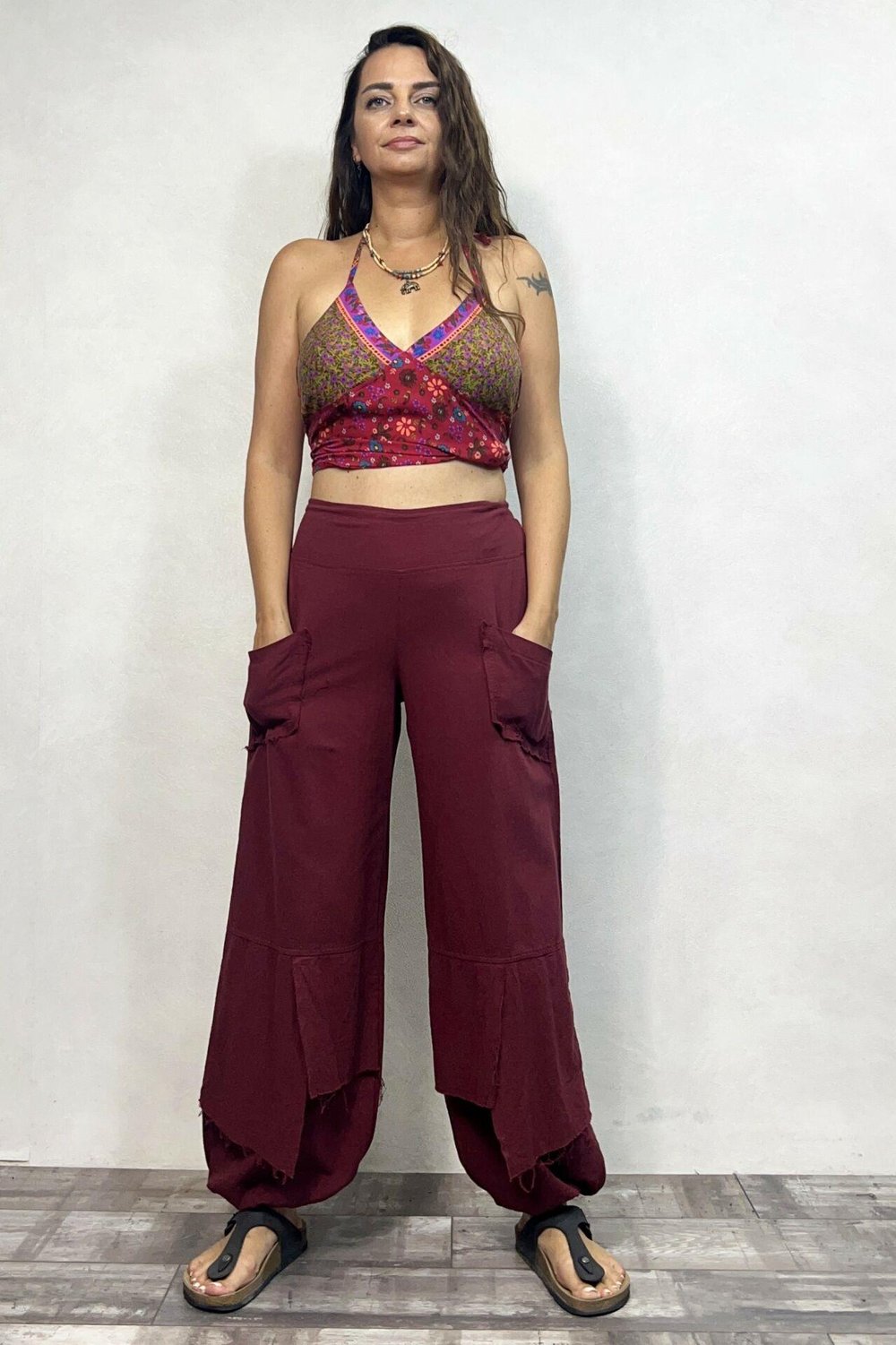 Mia Parçalı Pantolon - Bordo