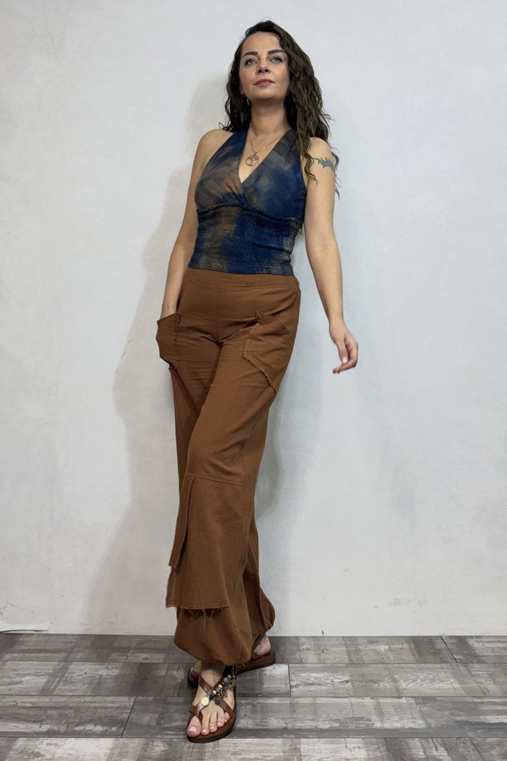 Mia Parçalı Pantolon - Taba