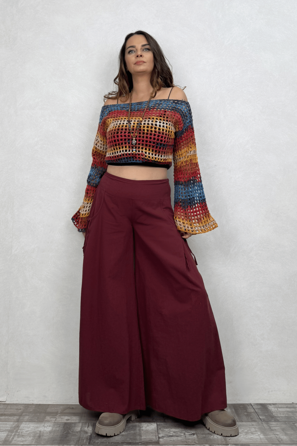 Midas Geniş Paça Pantolon - Bordo