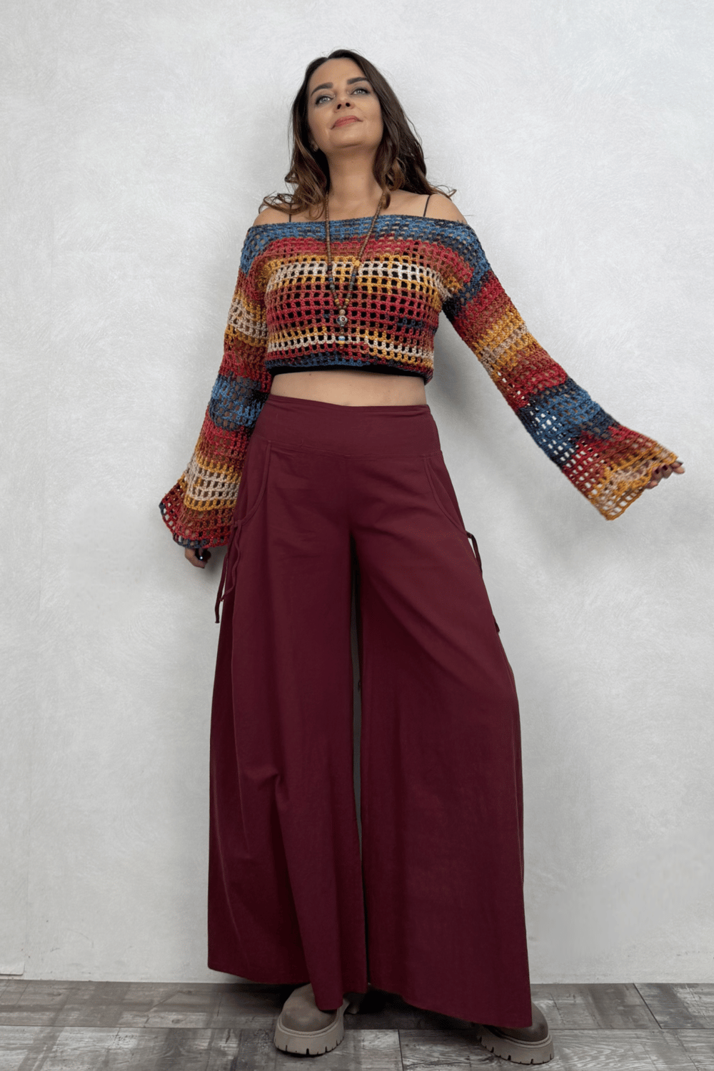 Midas Geniş Paça Pantolon - Bordo