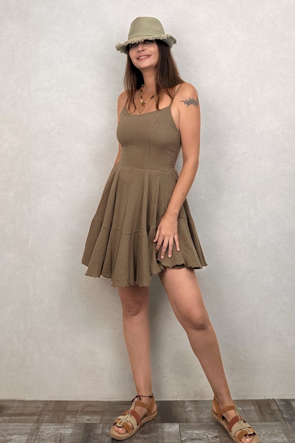 Mitra Fit Tulum Elbise Neutral Brown - Doğal Kahve
