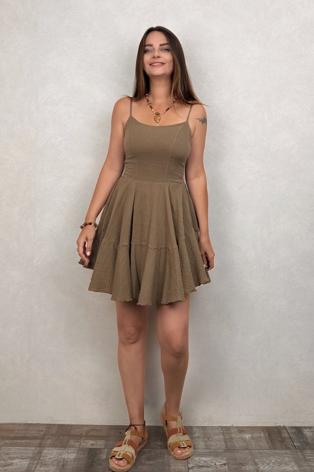 Mitra Fit Tulum Elbise Neutral Brown - Doğal Kahve