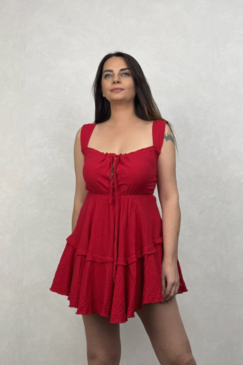 Momos Fırfırlı Tulum Elbise Barbados Cherry - Vişne