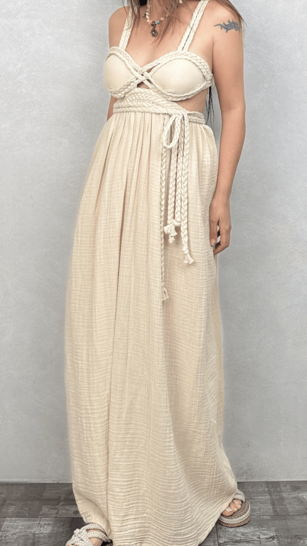 Blanca Nil Premium Elbise - Bej