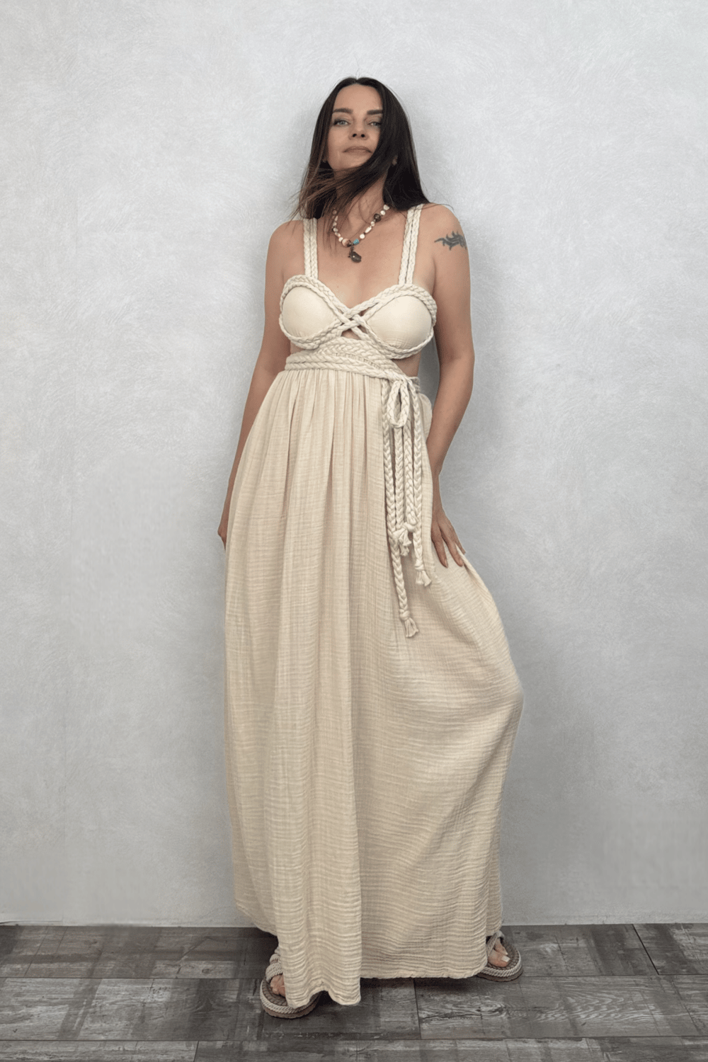 Blanca Nil Premium Elbise - Bej