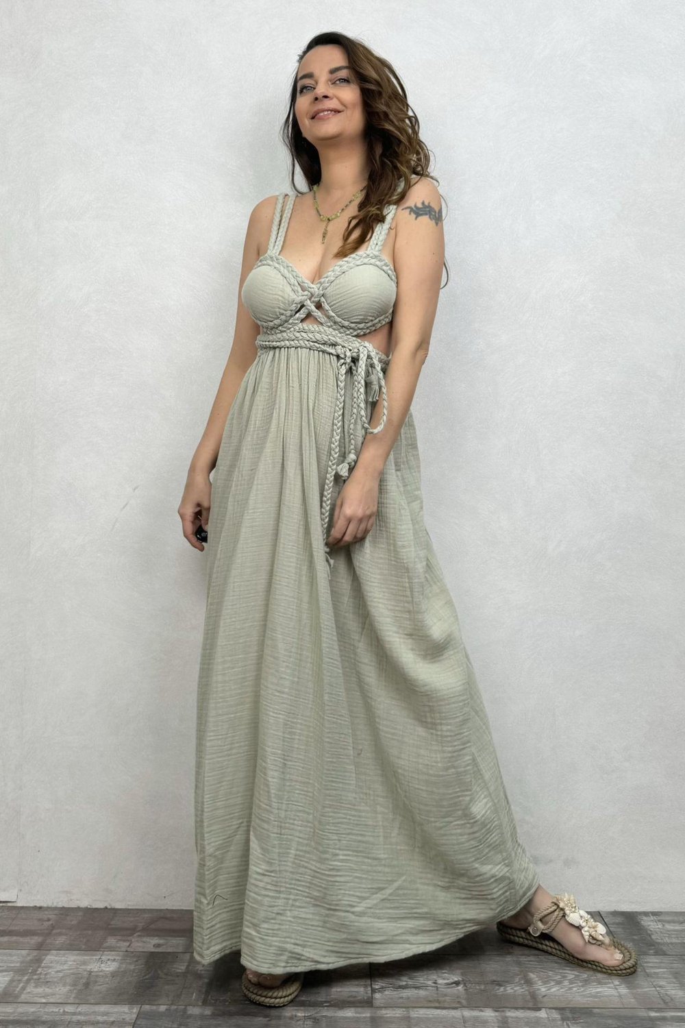Blanca Nil Premium Elbise - Sea Green Su Yeşili