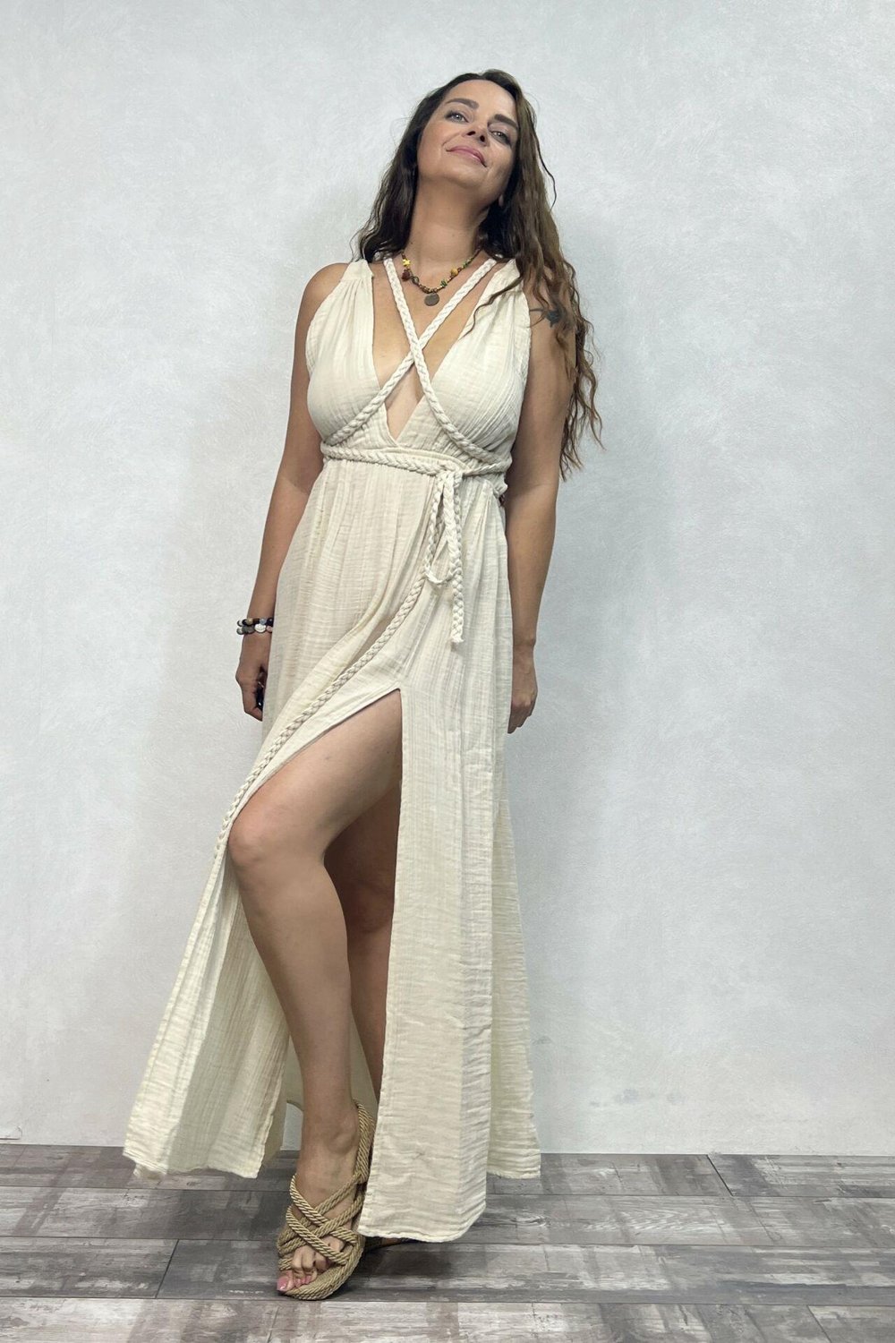 Blanca Niobe Elbise- Bej
