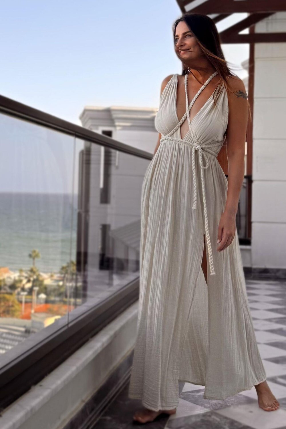 Blanca Niobe Elbise- Bej