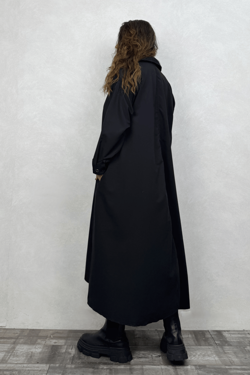 Oversize Gömlek Elbise - Siyah