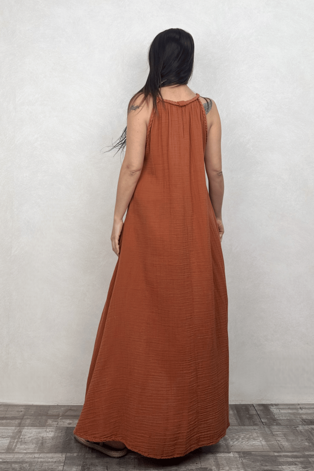 Blanca Perit Elbise - Neutral Brown Terracota