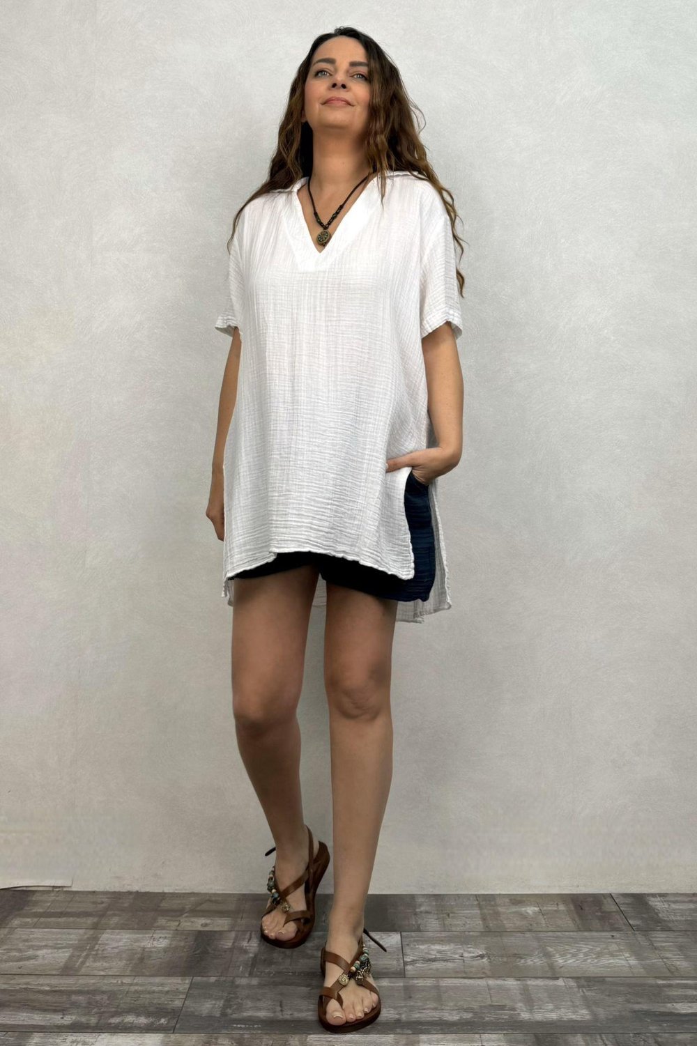 Polina Müslin Tunik  - Beyaz