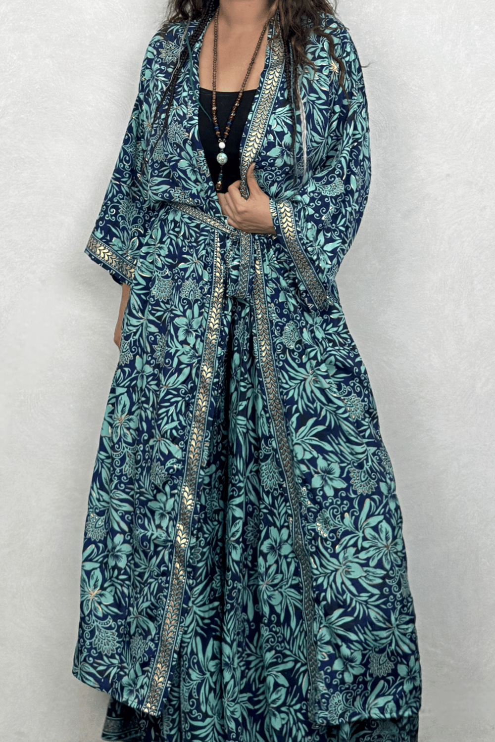 Premium İpek Kimono - Asia Turkuaz