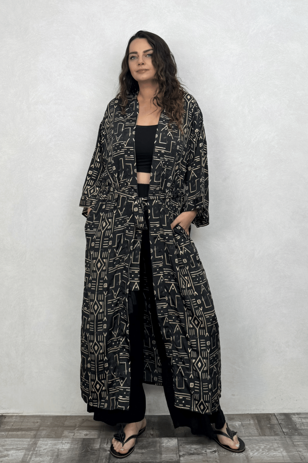 Premium İpek Kimono - Siyah Gold