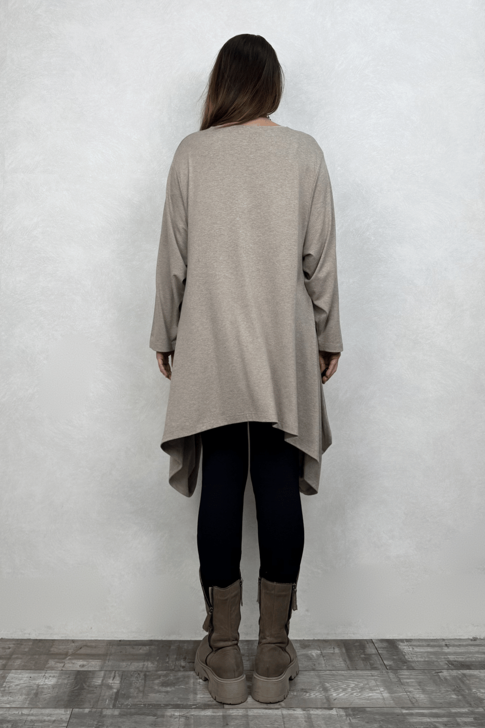 Priya Asimetrik Triko Tunik - Vizon
