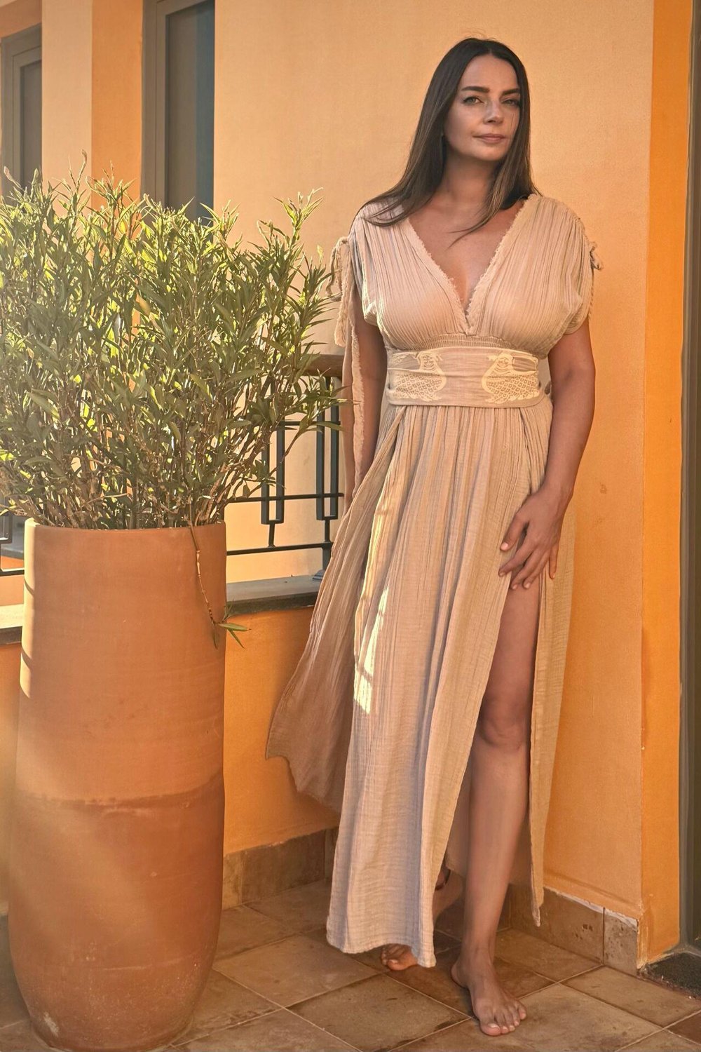 Blanca Şahmeran Elbise - Stone Taş Rengi