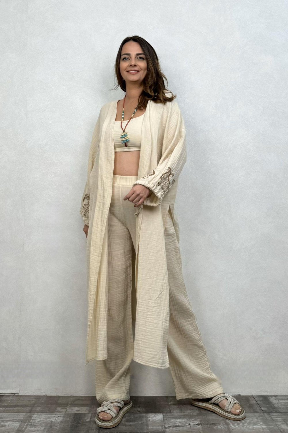 Şahmeran Müslin Kaftan - Bej