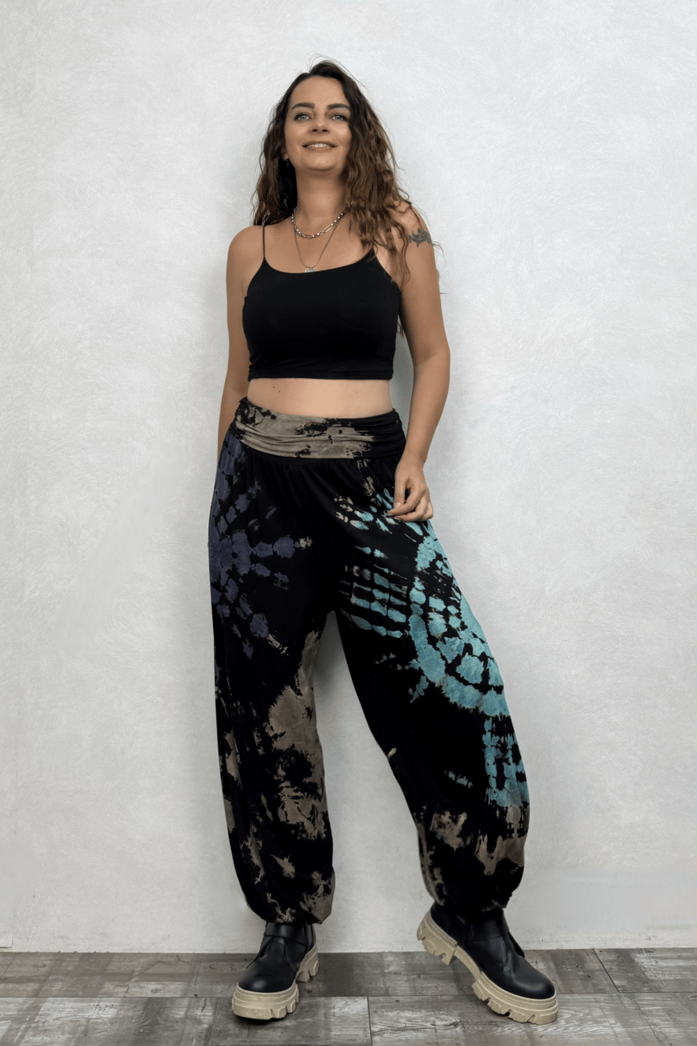 Sasha Gipe Bel Detaylı Şalvar Pantolon - Batik Siyah