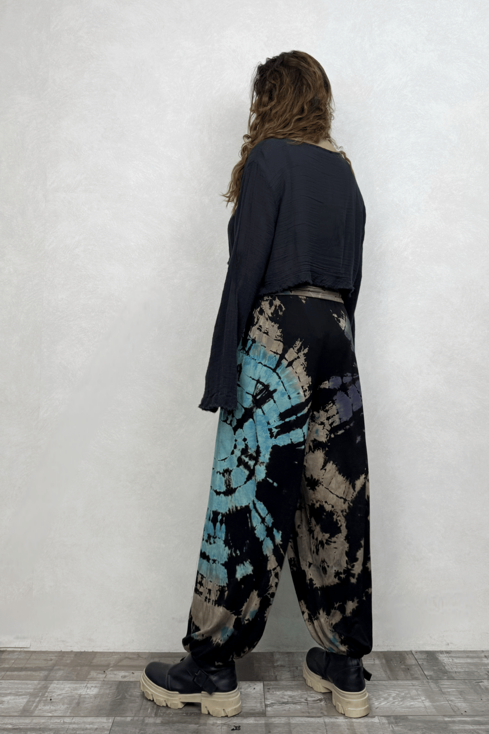Sasha Gipe Bel Detaylı Şalvar Pantolon - Batik Siyah