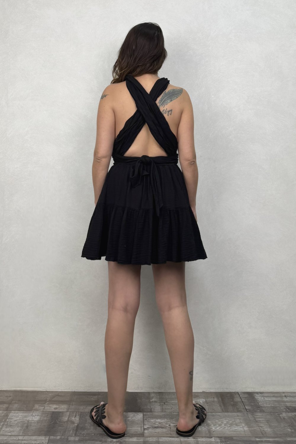 Blanca Shiva Mini Elbise - Siyah