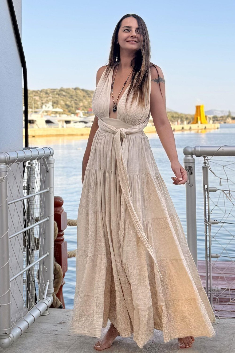 Blanca Shiva Premium Elbise - Bej