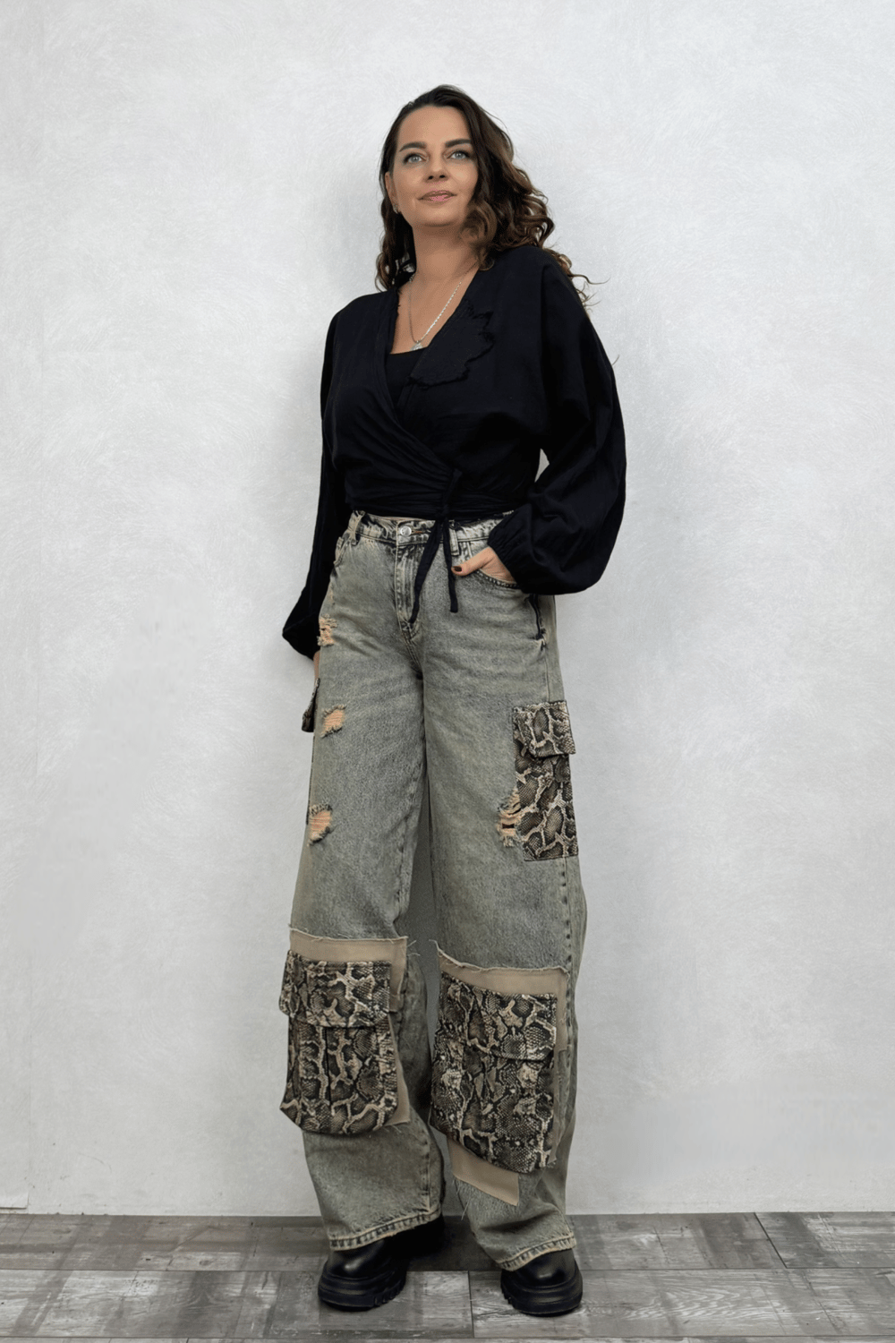 Snake Garnili Wed Lige Pantolon - Yeşil
