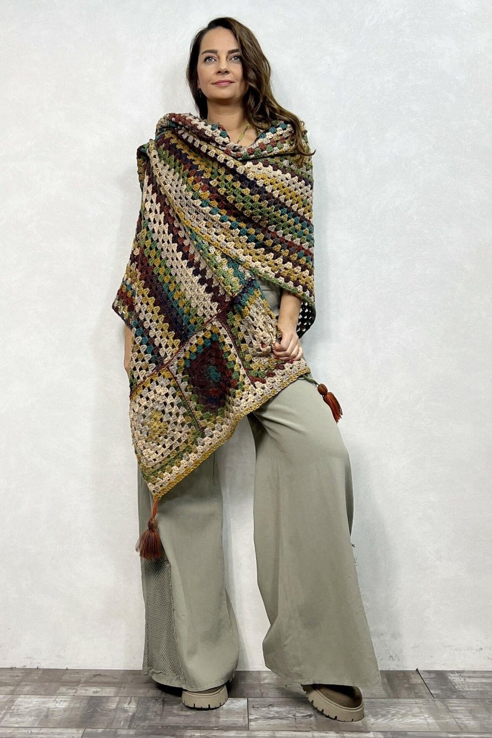Toprak Tasarım Panço - Kahve Batik