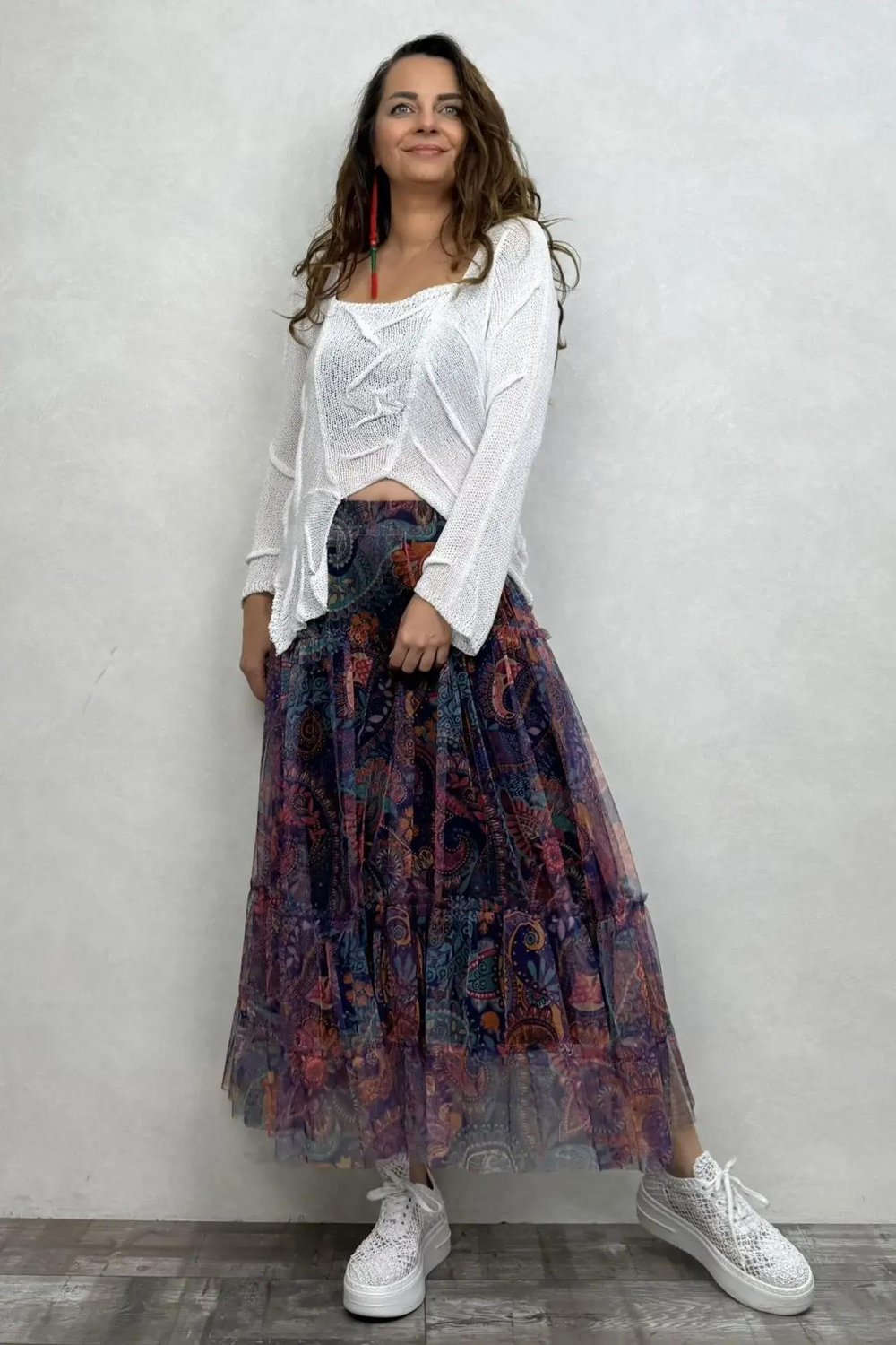 Uzun Tül Etek - Mor Tribal