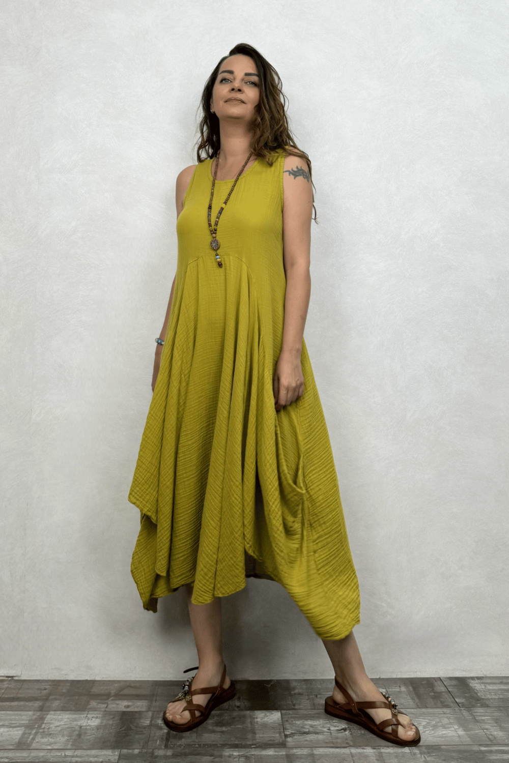 Blanca Venilla Elbise - Golden Olive Limon Küfü