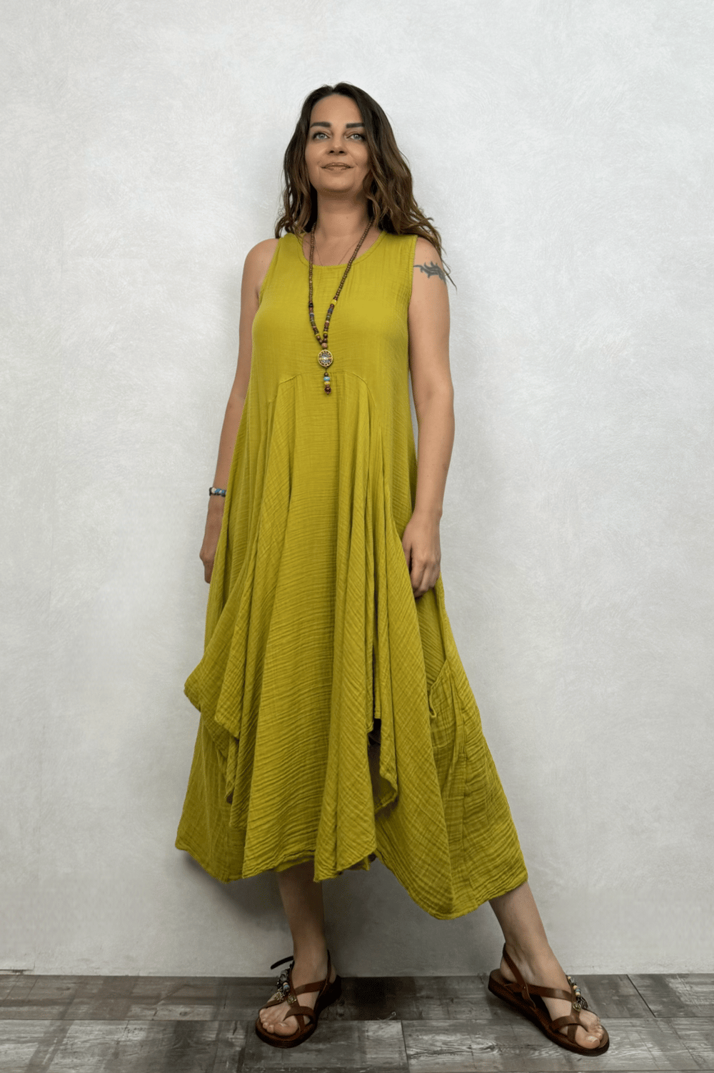 Blanca Venilla Elbise - Golden Olive Limon Küfü