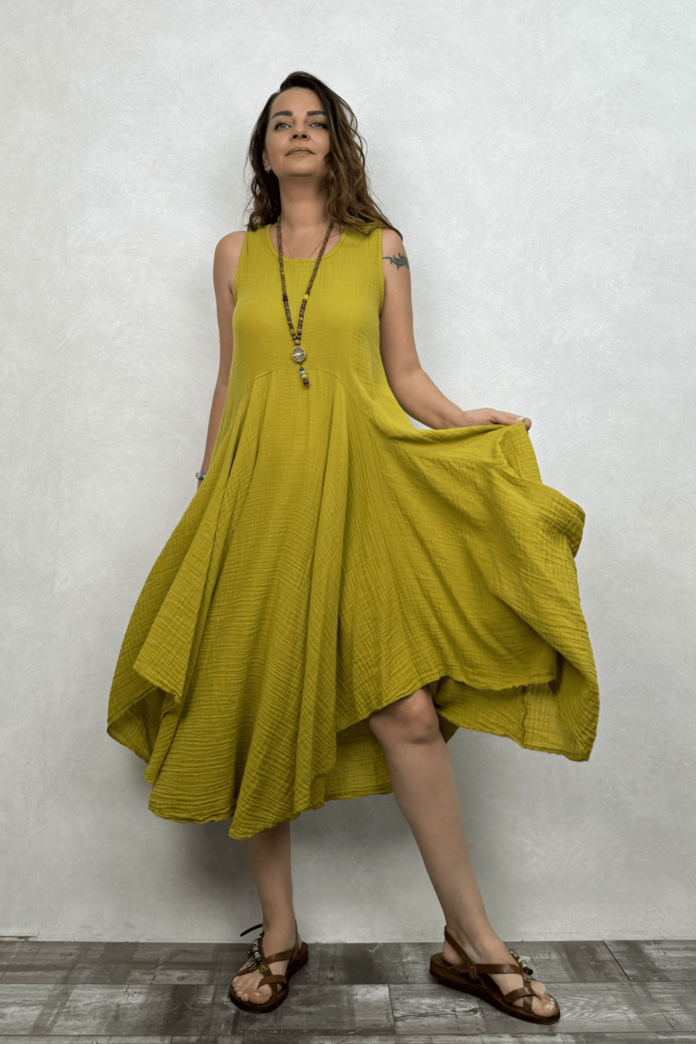 Blanca Venilla Elbise - Golden Olive Limon Küfü