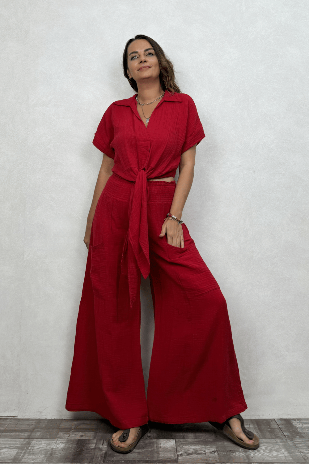 Vera Müslin Bluz Barbados Cherry - Vişne