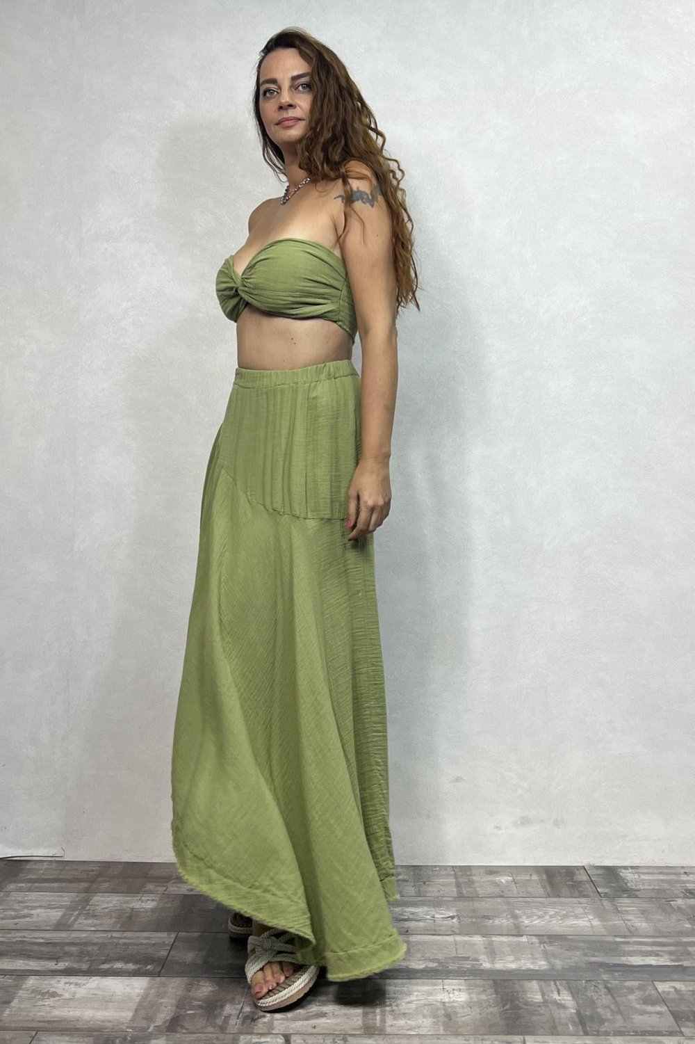 Via Crop Sage Green- Yeşil