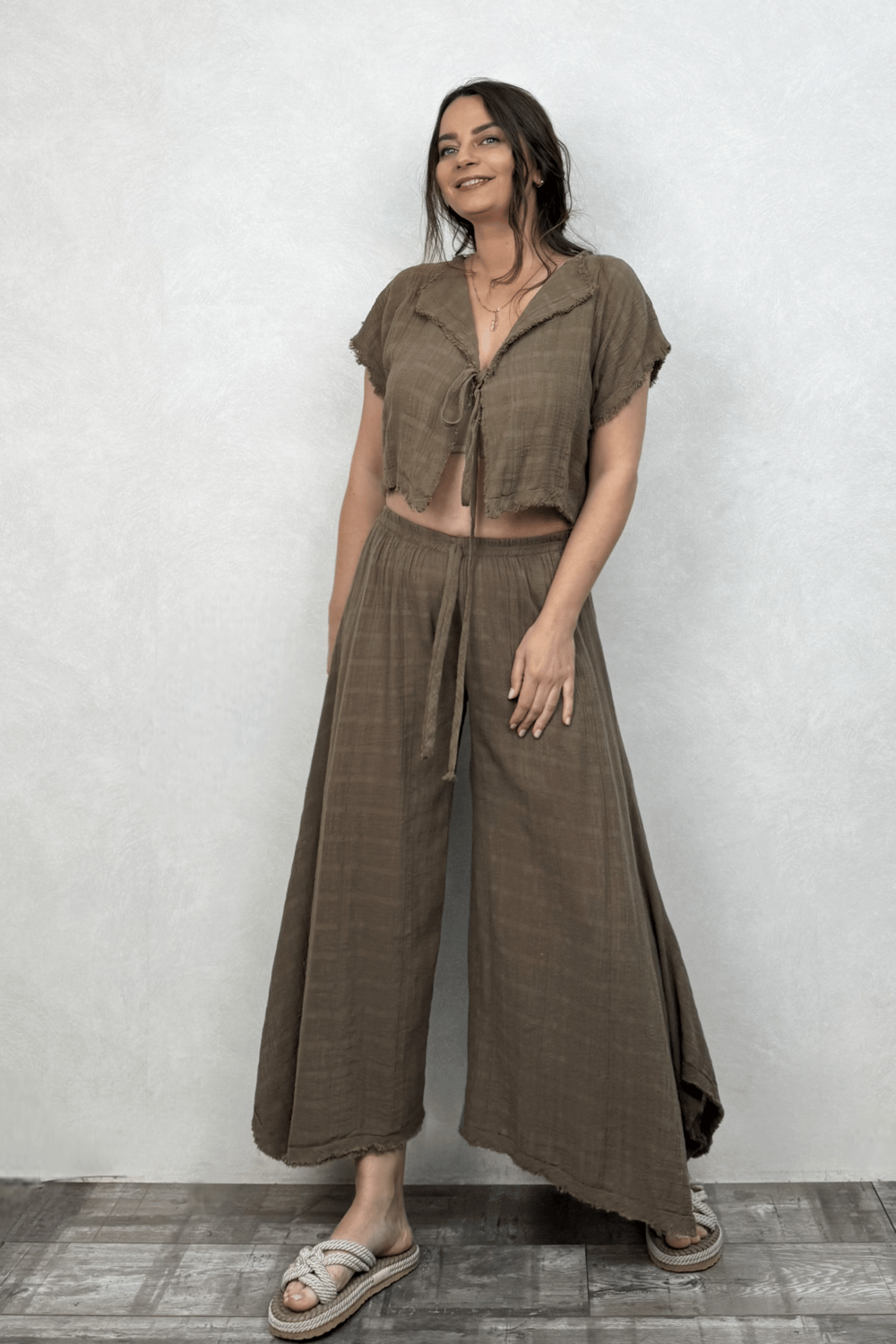 Vialis Müslin Bluz Neutral Brown - Doğal Kahve