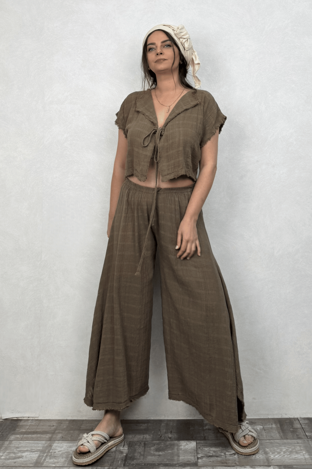 Vialis Müslin Pantolon Neutral Brown - Doğal Kahve