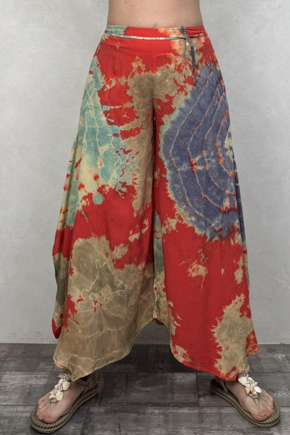 Yırtmaçlı Batik Pantolon - Kiremit