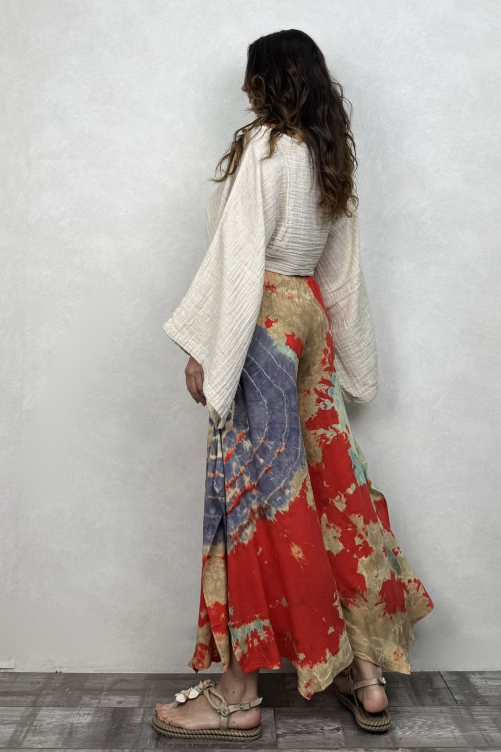 Yırtmaçlı Batik Pantolon - Kiremit