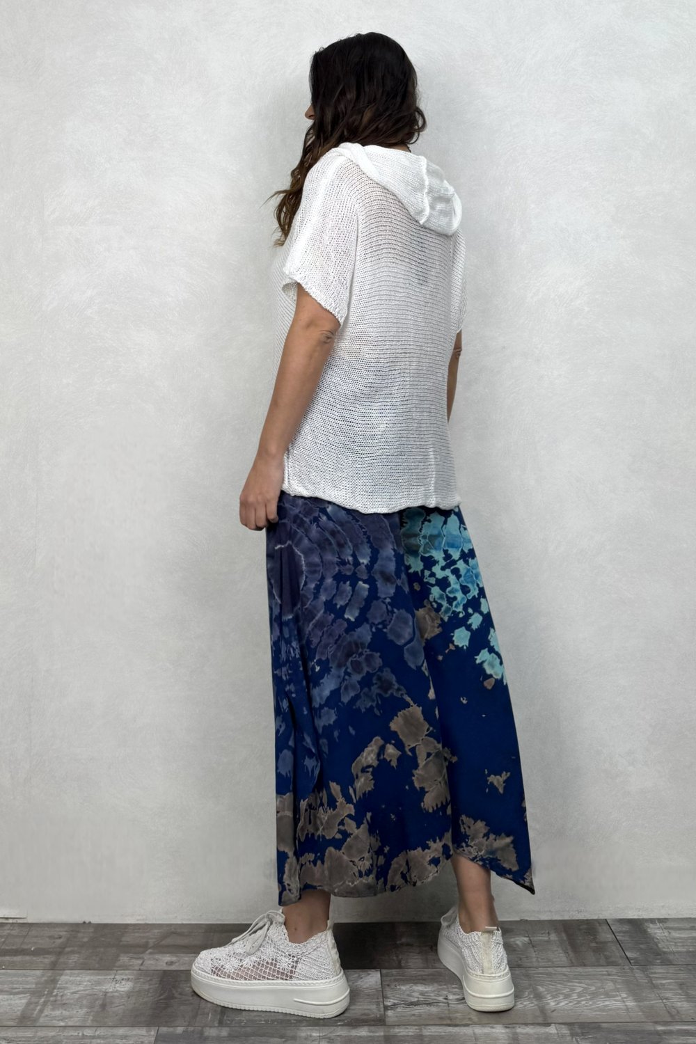 Yırtmaçlı Batik Pantolon - Lacivert