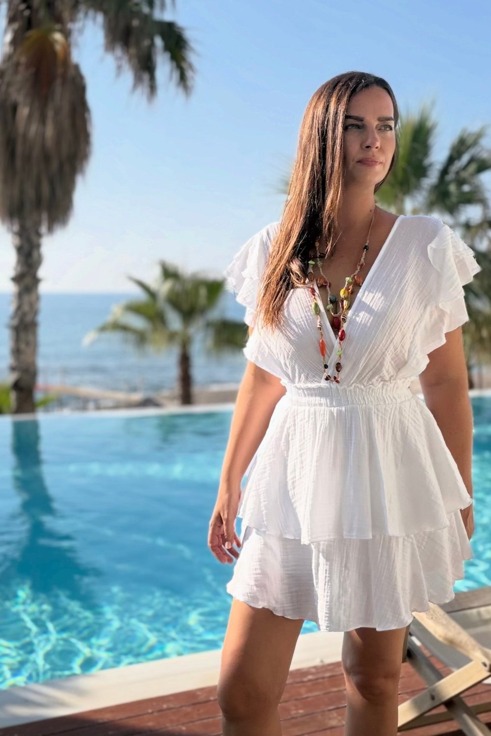 Alias Fırfırlı Tulum Elbise - Beyaz