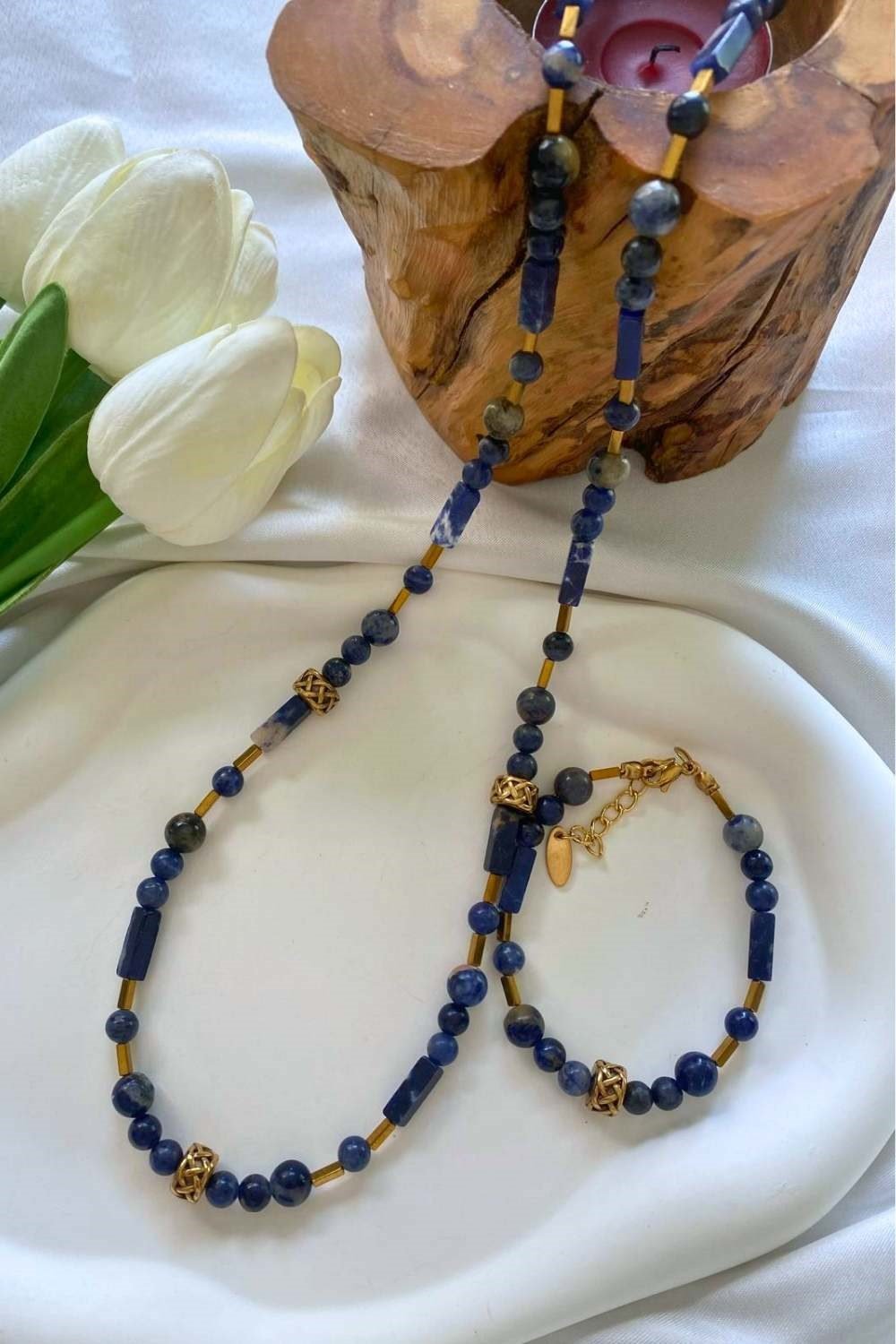 Aurea No3 Doğal Taş Kolye Bileklik Set
