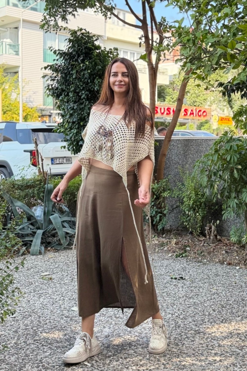 Blanca Gaia Carpe Keten Etek  - Neutral Brown Doğal Kahve